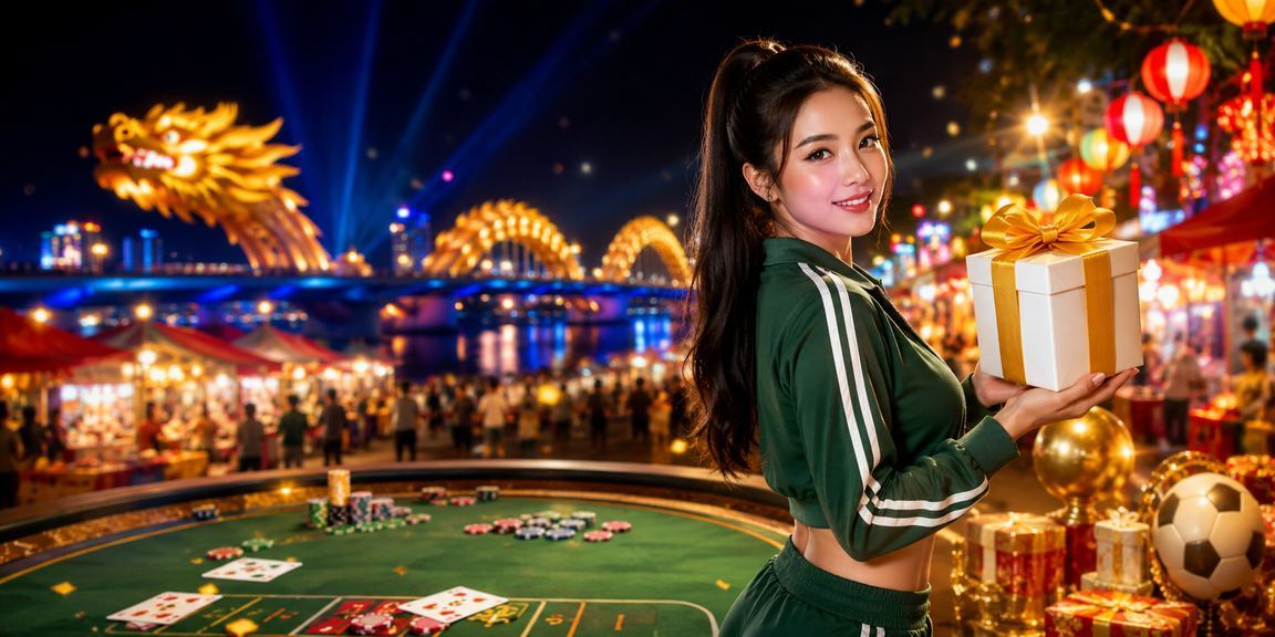 Người chơi baccarat online tại khu chợ đêm Đà Nẵng với ánh đèn rực rỡ