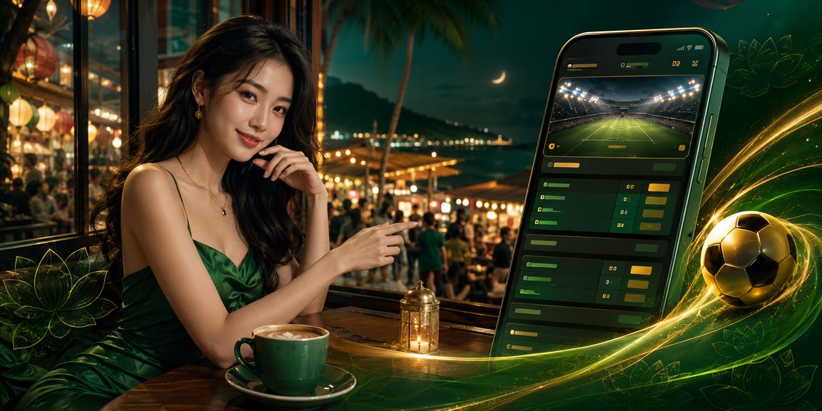 Người dùng chơi casino trên điện thoại tại quán cà phê nhỏ ở Phú Quốc
